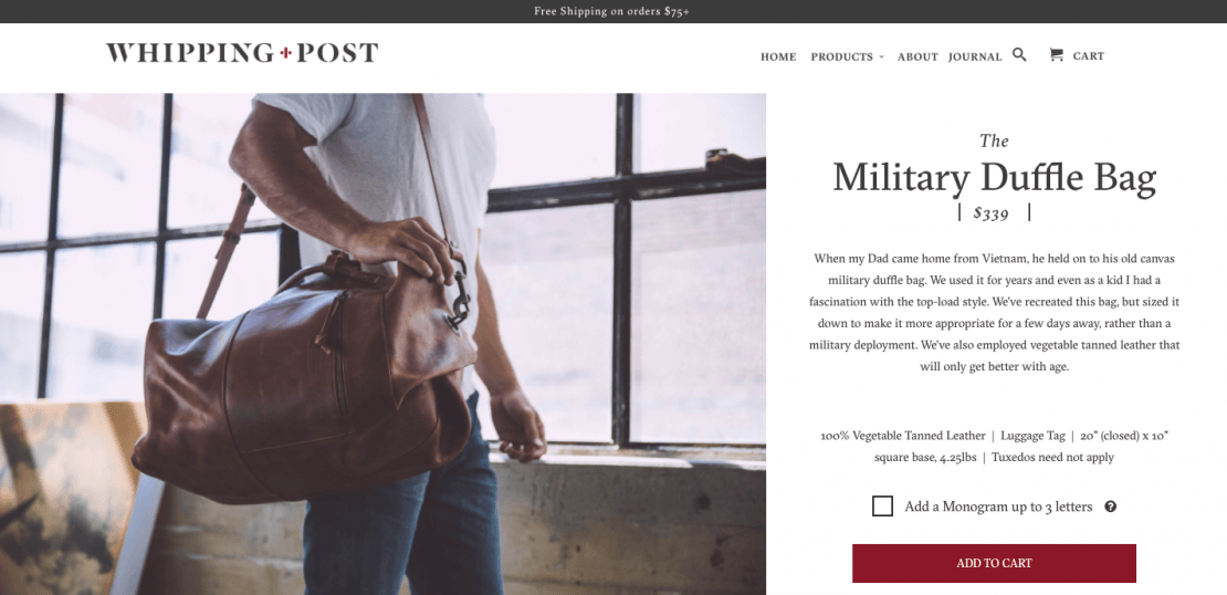 Whipping post dufflebag