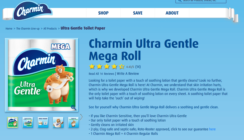 Charmin product description page