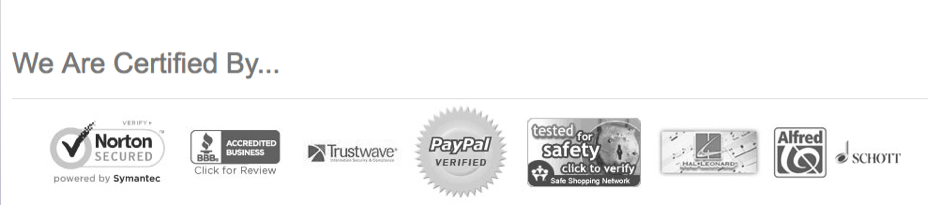 E-commerce checkout example: trustmarks