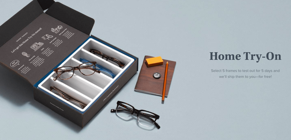 Warby Parker home try-on service 