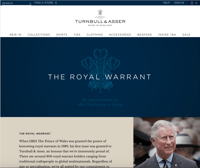 Conversion Rate Optimization: Turnbull & Asser royal warrant 