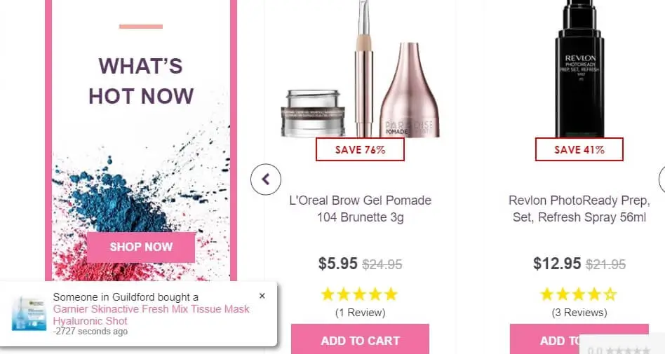 Cosmetics Capital website overlay example