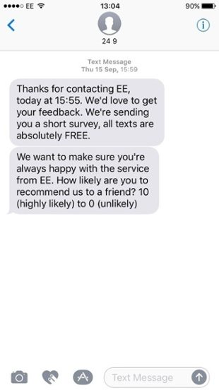 Customer satisfaction text messages 
