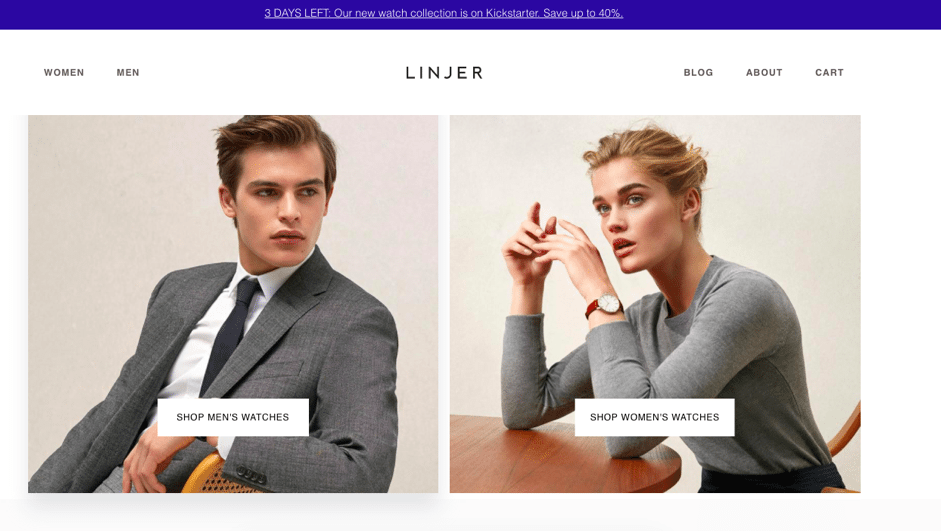 Reduce bounce rate: Good user experience example Linjer 