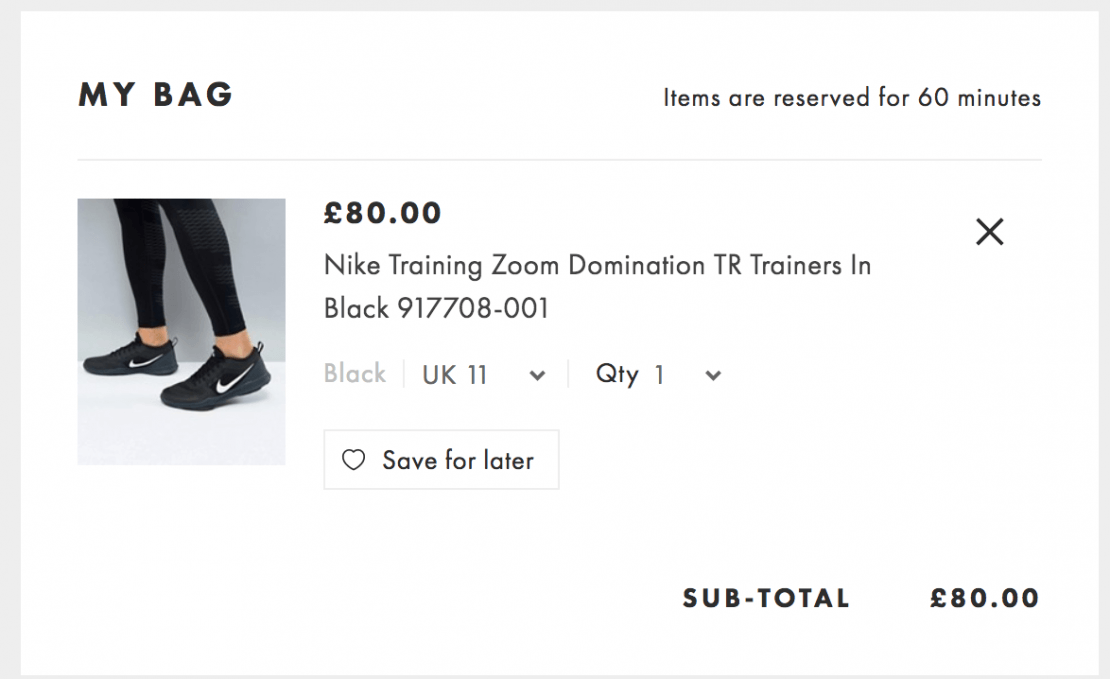 Asos urgency to purchase example