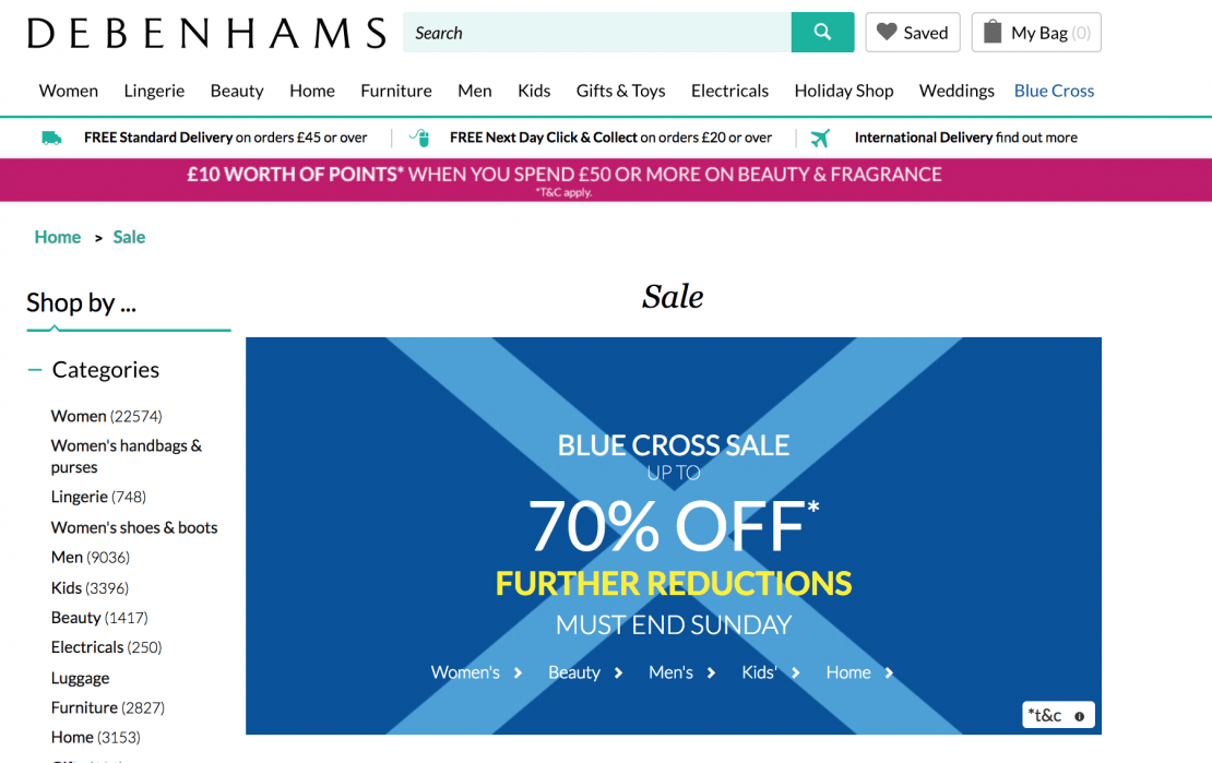 Debenhams urgency to purchase example 1