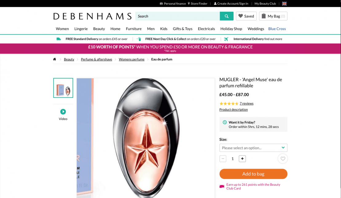 Debenhams urgency to purchase example