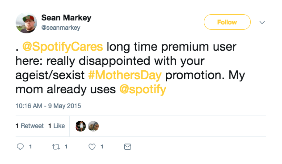 Spotify Mother's Day campaign backlash