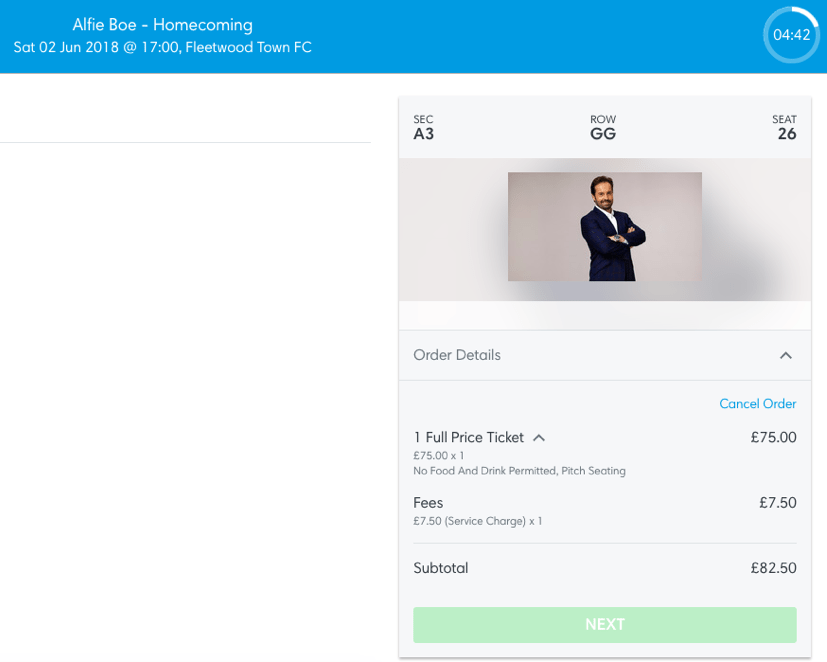 ecommerce marketing: Ticketmaster urgency to purchase example 1