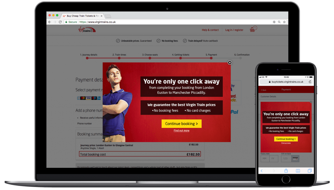 E-commerce Checkout example: Virgin Trains