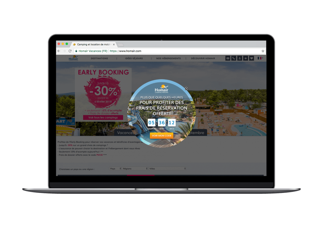 Homair onsite remarketing example using countdown timer