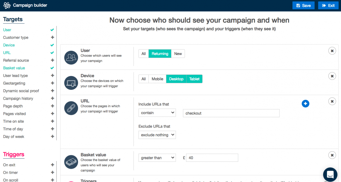 onsite remarketing options on the Yieldify Conversion Platform