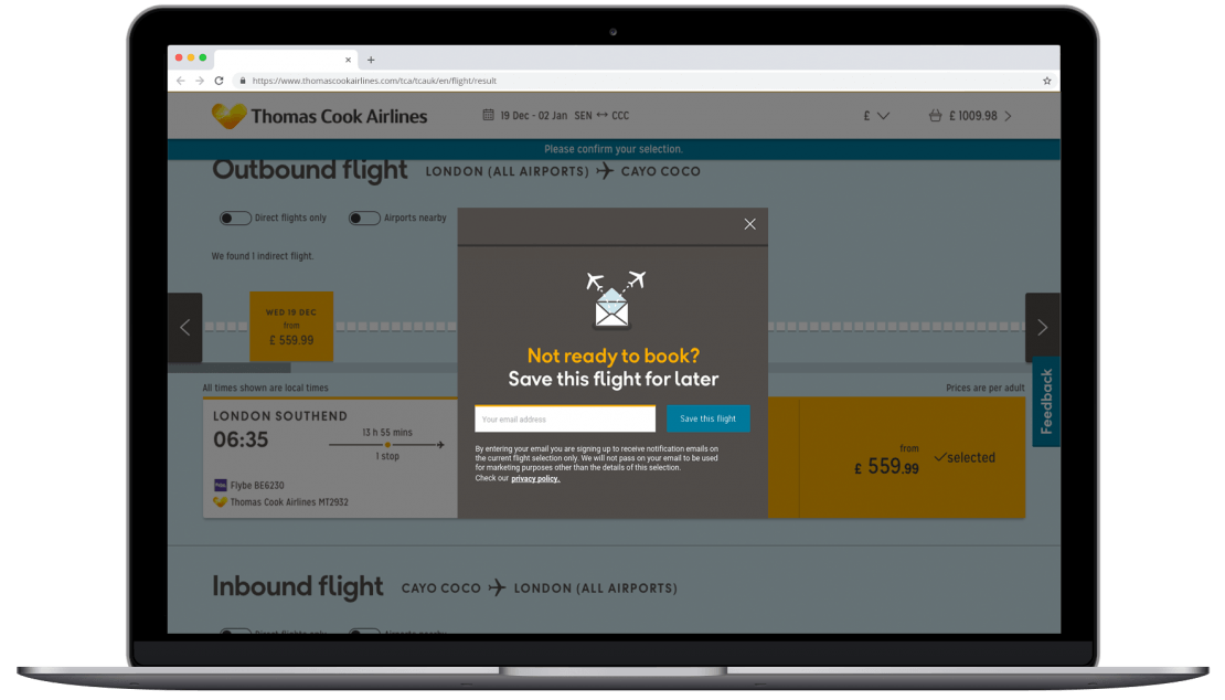 Thomas Cook email capture
