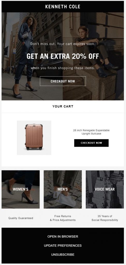 Kenneth Cole Email Remarketing Example