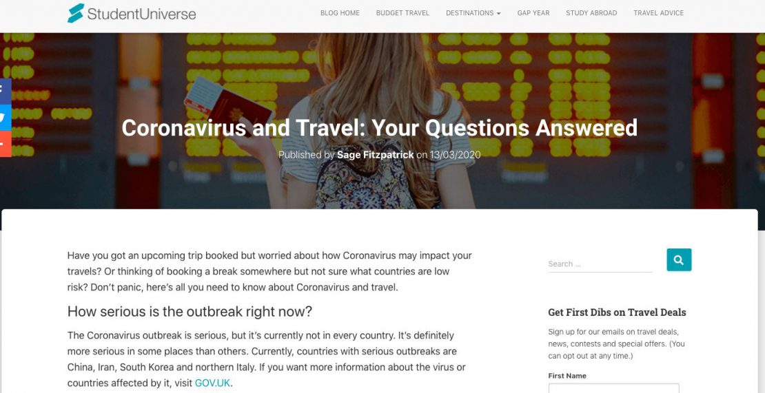 Coronavirus impact on online travel booking | Yieldify