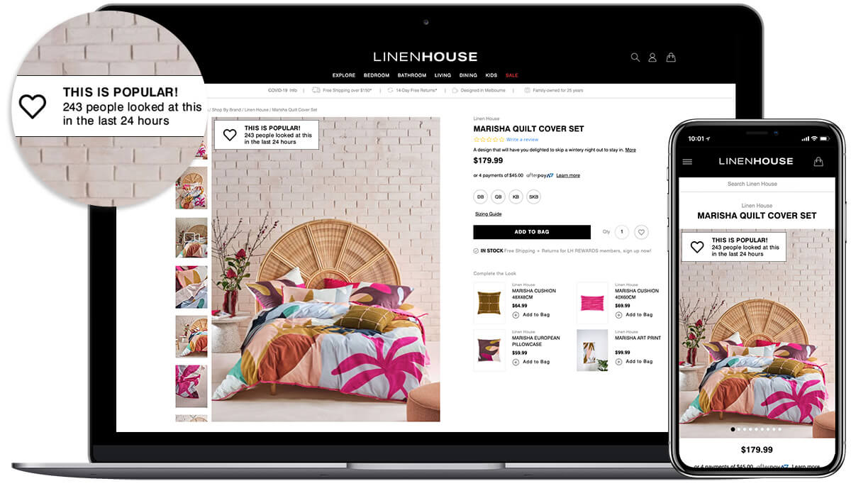 Linenhouse social proof campaign | Yieldify