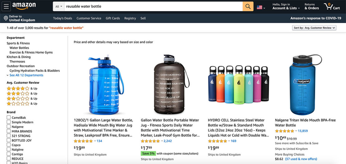 Amazon results page