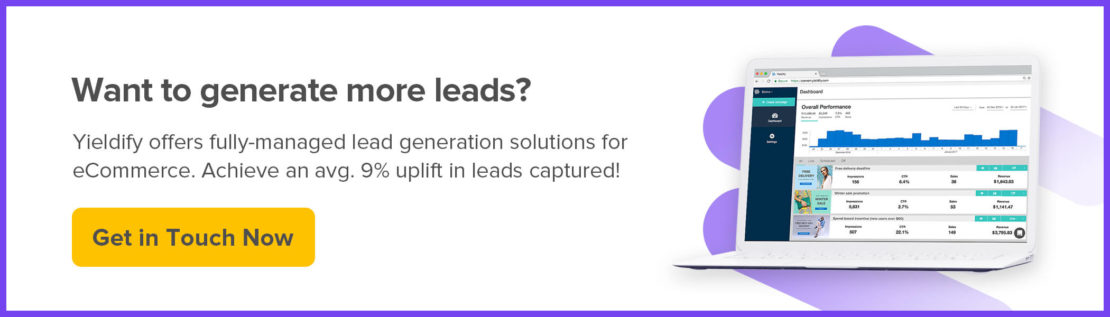 Lead capture solution for eCommerce - Book a Yieldify demo now!