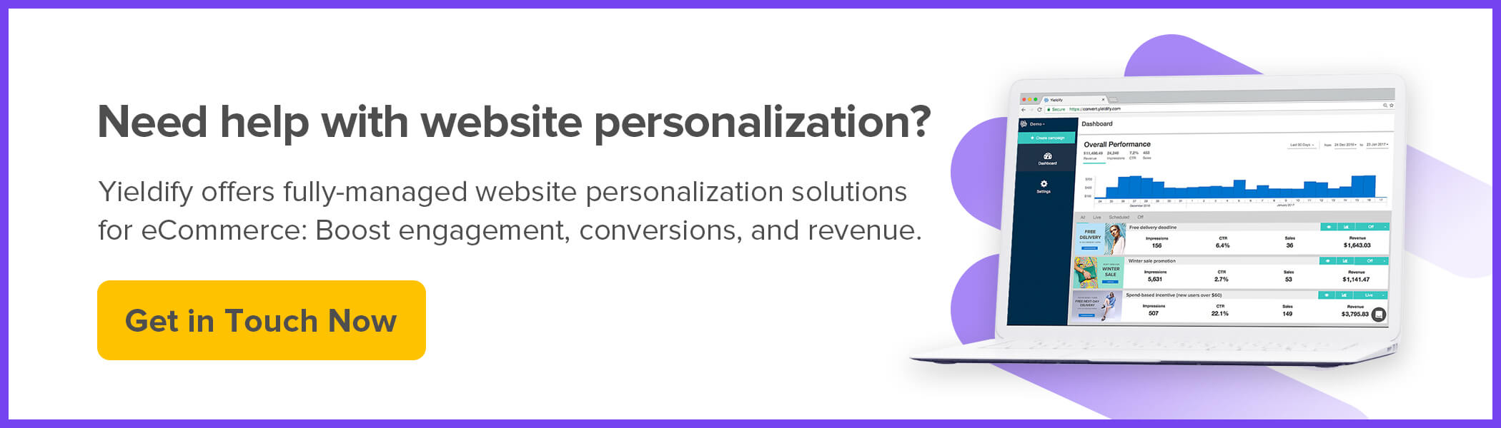 Website personalization solution - Book a Yieldify demo now!
