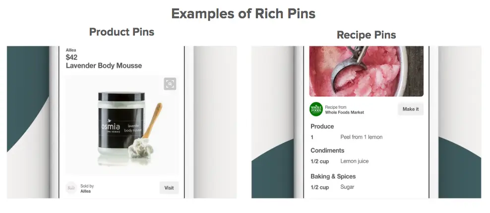 Examples of Pinterest Rich Pins