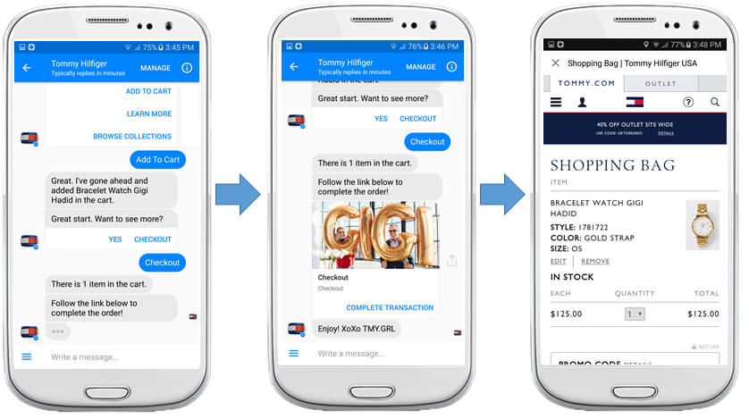 Ecommerce chatbot example - Tommy Hilfiger