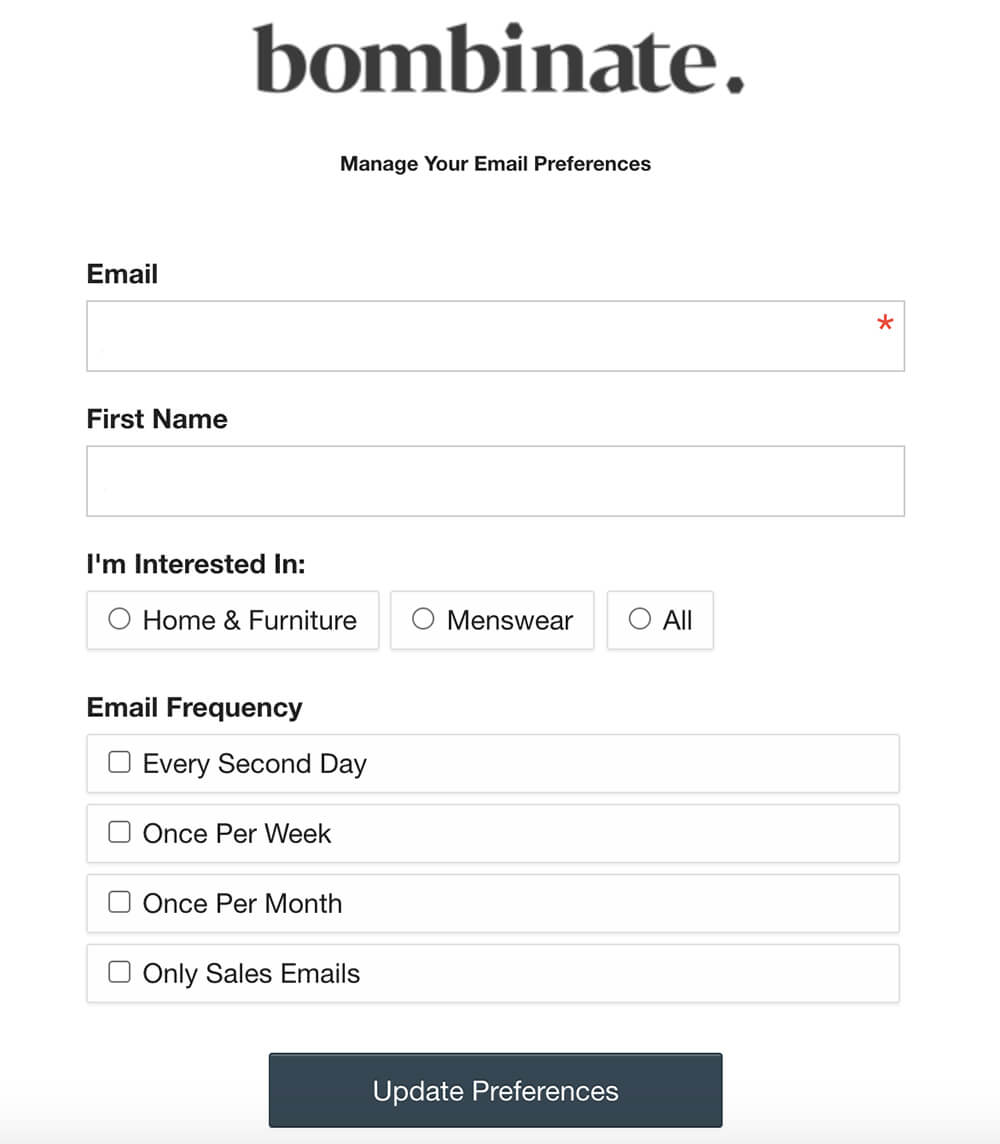 Content personalization example - Bombinate