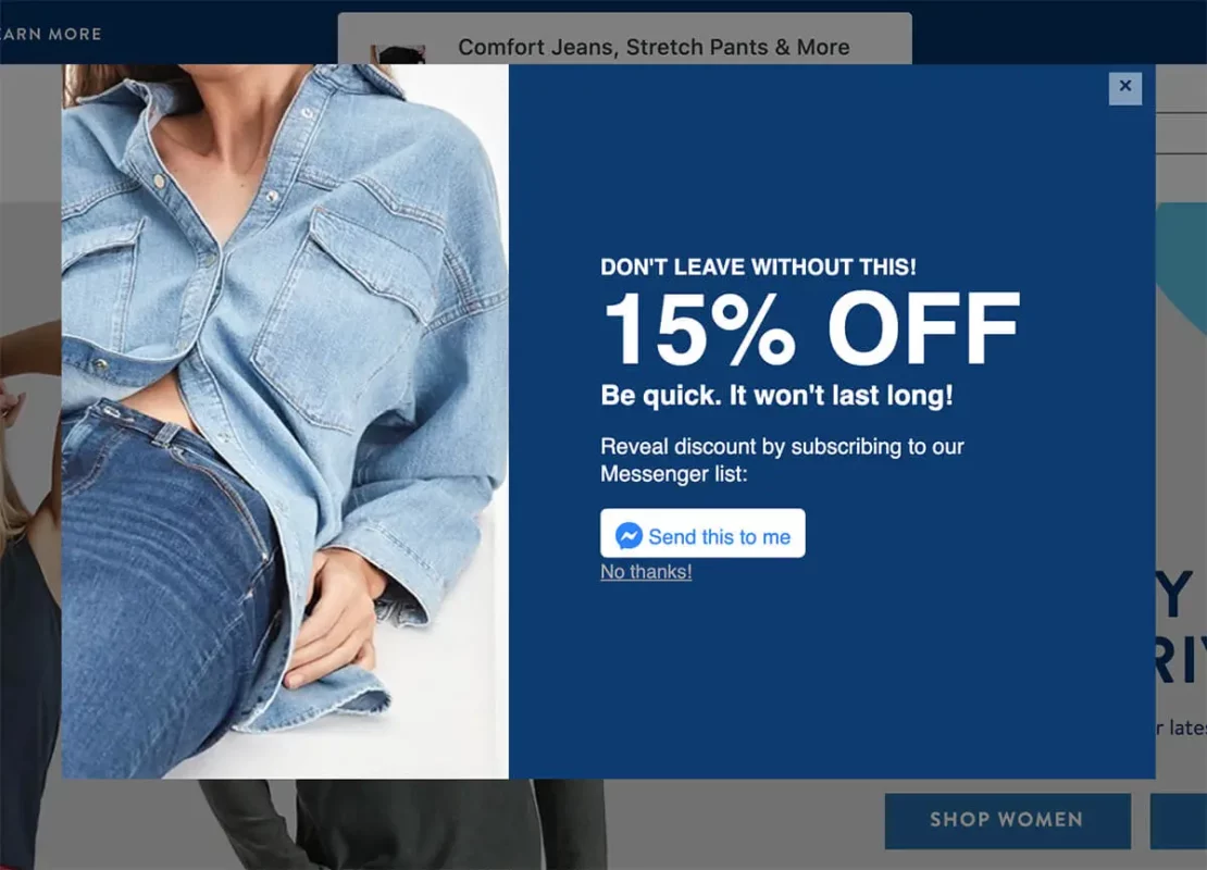 Mavi Jeans email signup form example