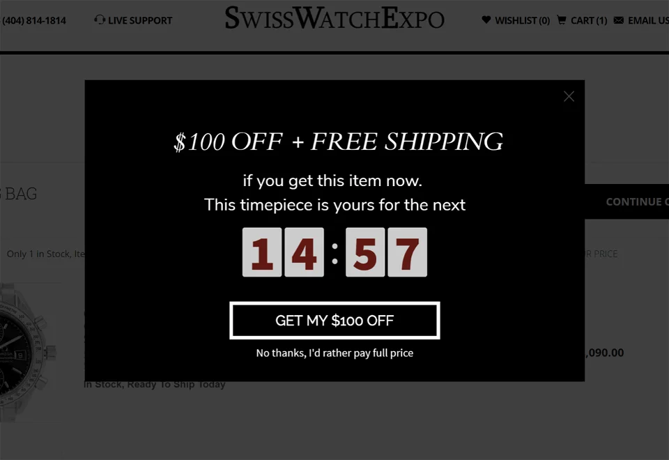 SwissWatchExpo website overlay example