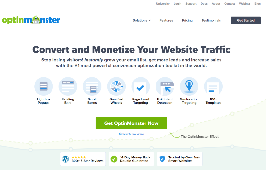 Screenshot of OptinMonster's homepage