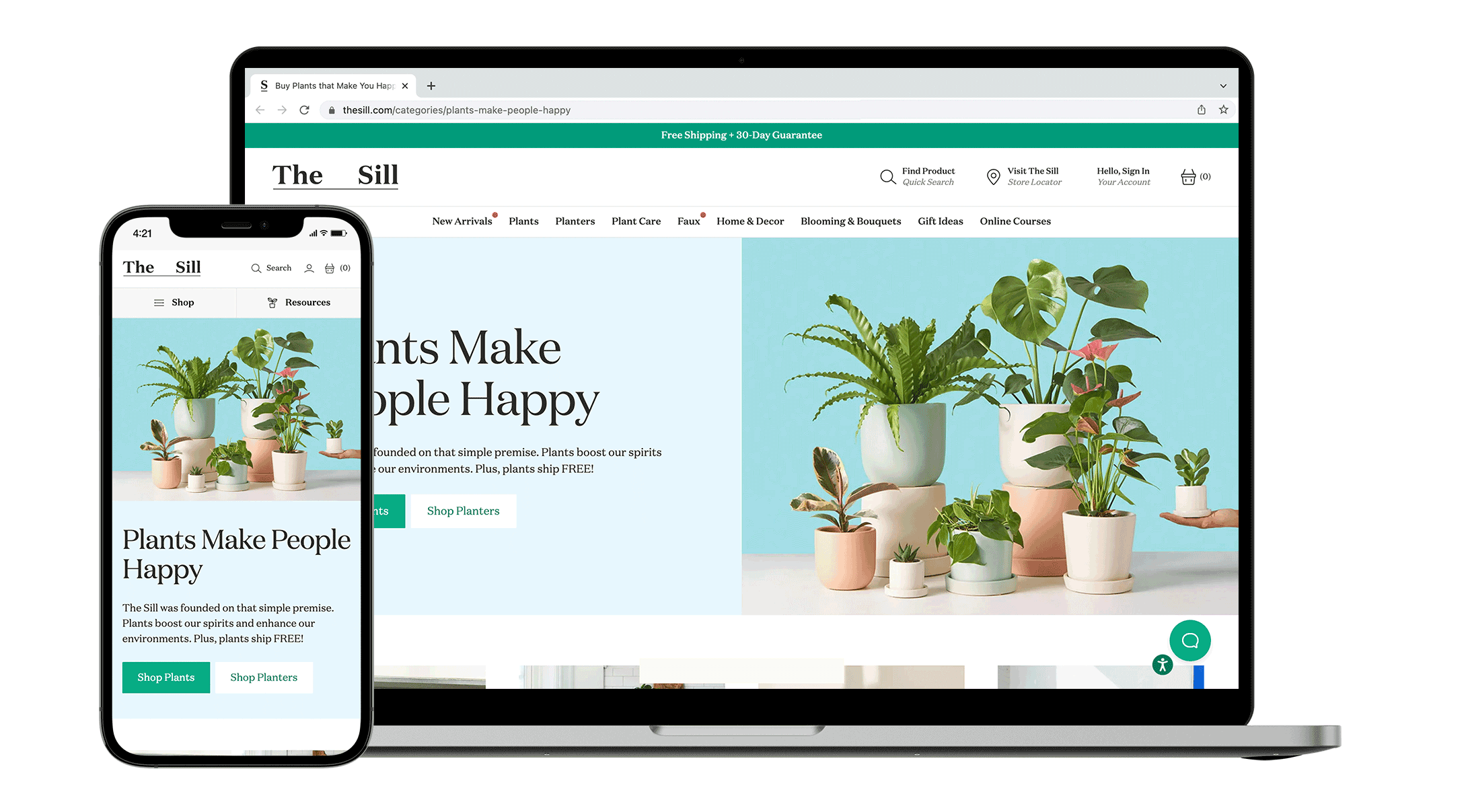 The Sill Mobile & Desktop Screenshots: Plants Make People Happy