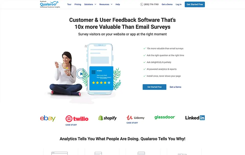 Screenshot of Qualaroo homepage