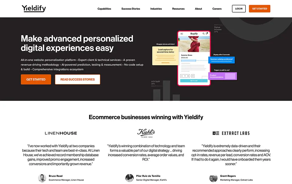 Yieldify's homepage