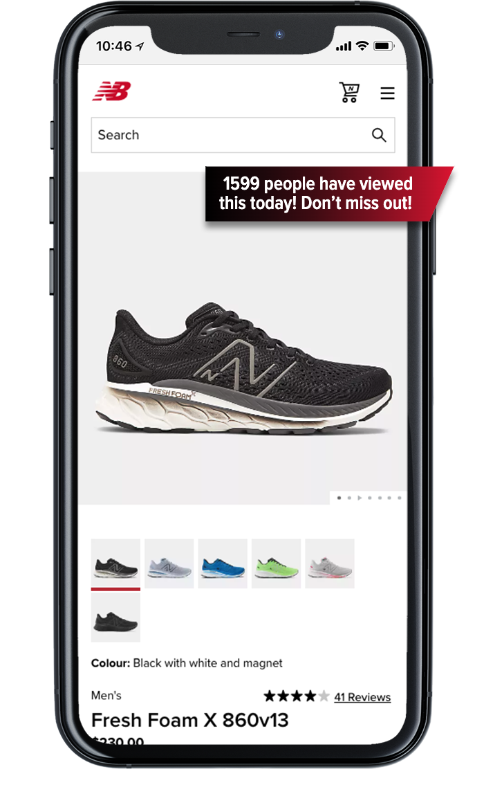 Social proof experience run by New Balance